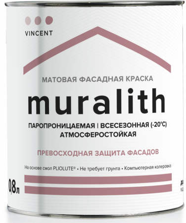 Vincent Muralith F1 / Винсент Муралит Ф1 краска плиолитовая всесезонная база С 0,7л