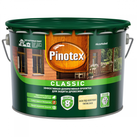 Pinotex Classic / Пинотекс Классик фасадная пропитка для дерева защита 9л красное дерево