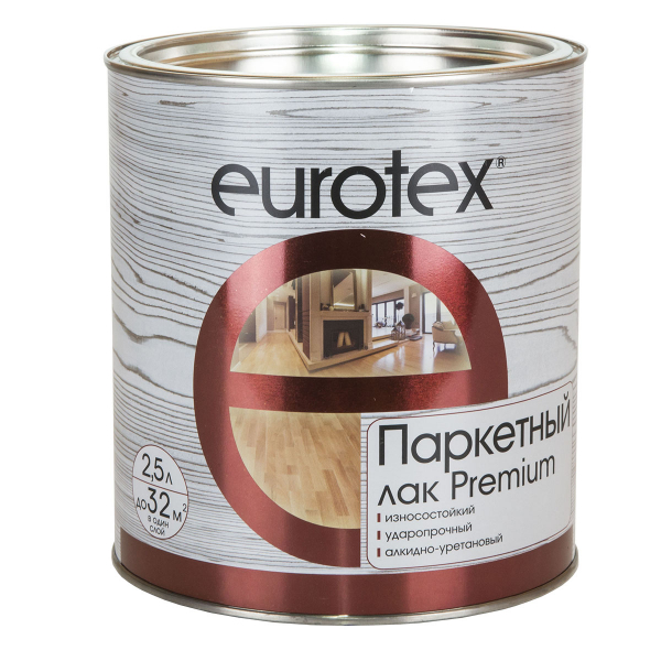 Eurotex Premium / Eвротекс Премиум лак паркетный алкидно-уретановый полуматовый 2,5л