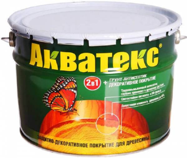 Защитно-декоративное покрытие  Акватекс 2 в 1 для древесины алкидное полуматовое лессирующее, папортник 20л