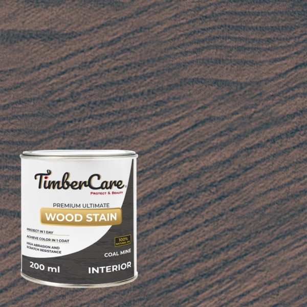Масло 2 в 1 TimberCare Wood Stain тонирующее, высокой прочности 350029 Угольная шахта 0,2л