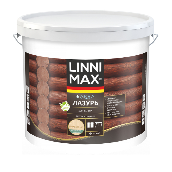 Аква Лазурь LINNIMAX для защиты дерева, акриловая, лессирующая, полуматовая