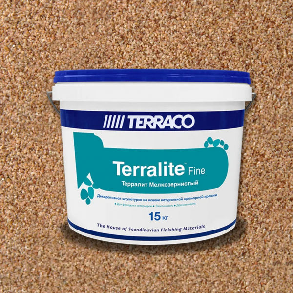 Штукатурка TERRACO TERRALITE FINE на основе мраморной крошки, мелкозернистая, 94-F 15кг