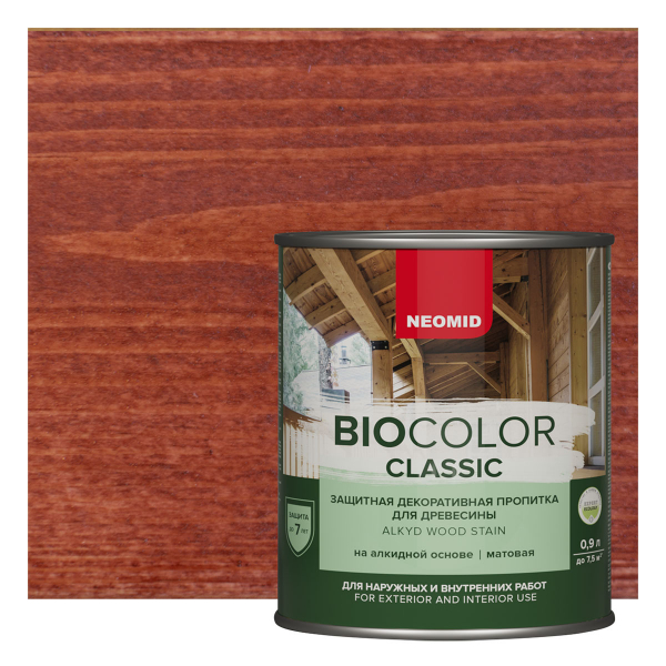 Декоративная пропитка NEOMID BIO COLOR CLASSIC на алкидной основе, махагон 0,9л