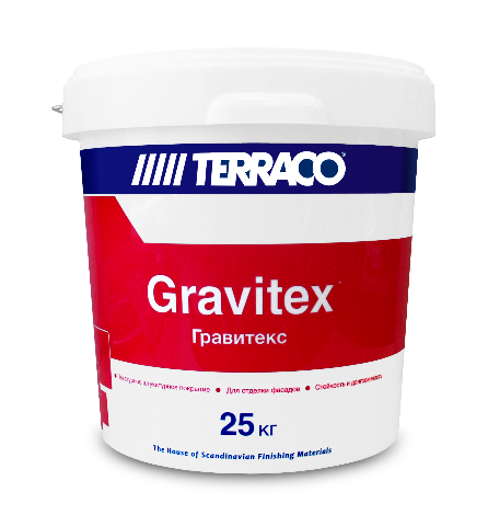 TERRACO GRAVITEX STANDARD / ТЕРРАКО ГРАВИТЕКСТ СТАНДАРД краска фактурная, фасадная со средней фактурой, 25кг