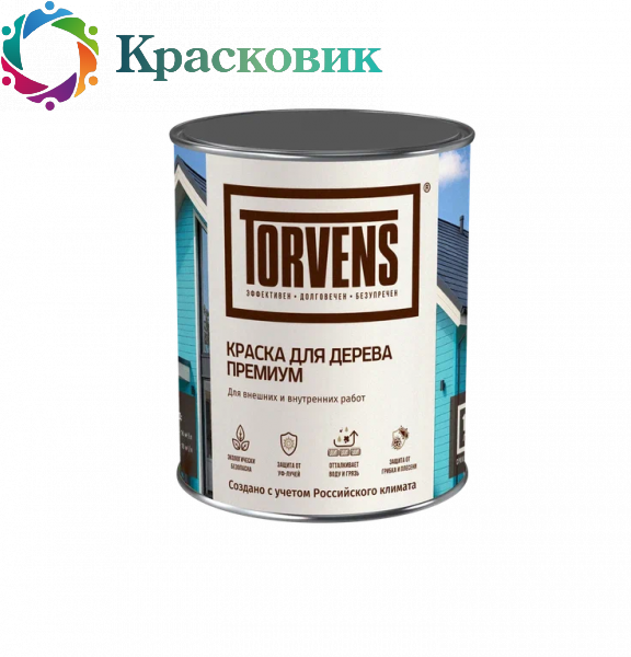 Краска TORVENS ПРЕМИУМ для дерева для наружных и внутренних работ 1л бесцветная