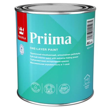 Tikkurila Priima / Тиккурила Прима краска для интерьеров однослойная 0,9л База А