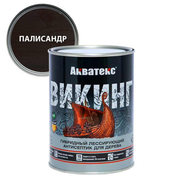Акватекс Викинг антисептик для дерева гибридный лессирующий полуматовый палисандр 0,75