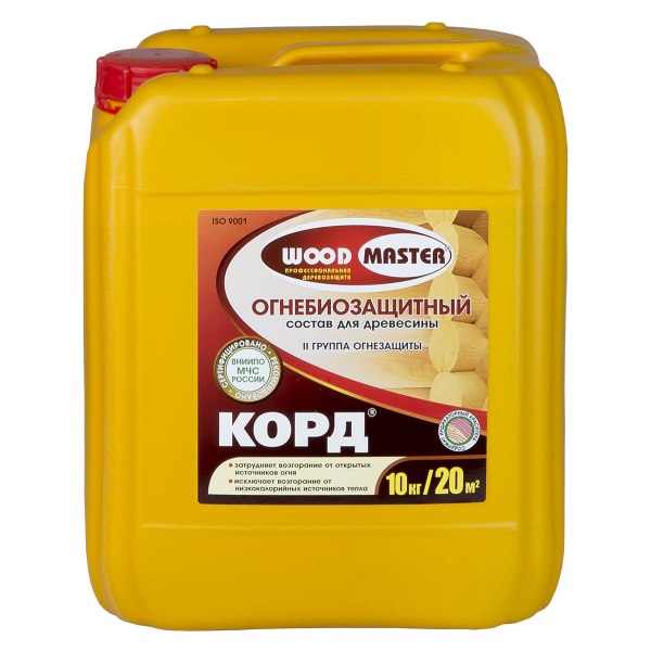 Woodmaster / Вудмастер Корд состав огнебиозащитный II группа 10кг, розовый 
