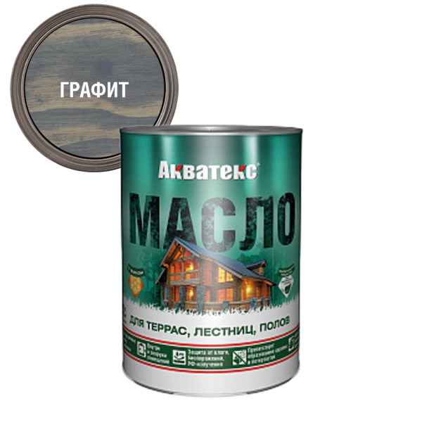 Масло АКВАТЕКС для террас алкидное, матовое, 0,75л графит