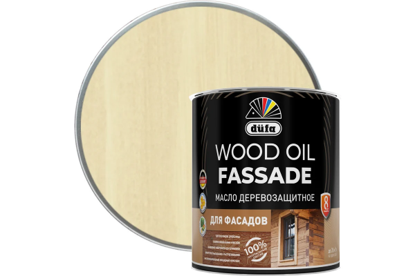 Масло DUFA WOOD OIL FASSADE деревозащитное для фасадов, бесцветный 0,8л