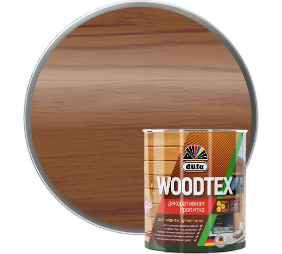 Dufa Пропитка WOOD TEX для защиты древесины; махагон 0,9л