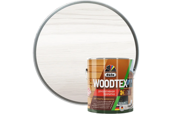 Пропитка Dufa Woodtex алкидная для защиты древесины, белый 3л