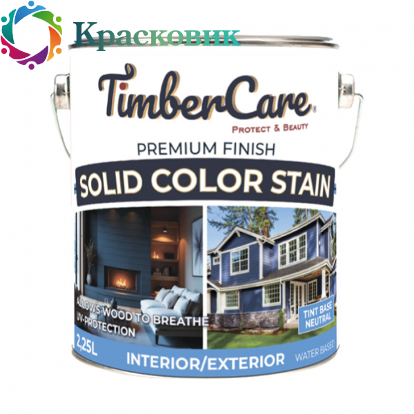 Краска для дерева TimberCare Solid Color Stain для наружных работ 2,25л Прозрачная база 350056