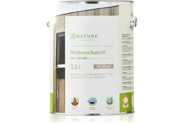 Масло Gnature 280 Wetterschutzol защитное для деревянных фасадов, бесцветный 2,5л