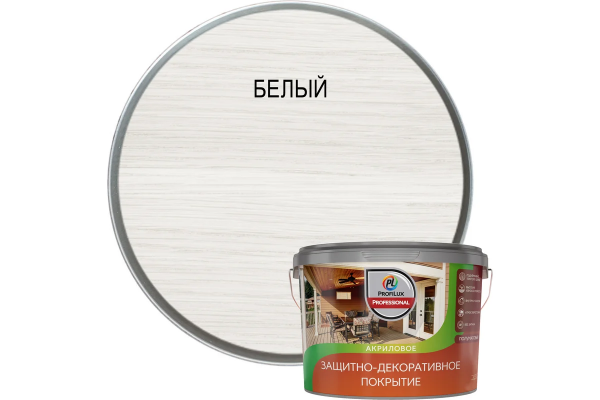 Profilux Professional Лак для деревянных панелей акриловый защитно-декоративный белый 2,5 л