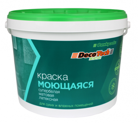 Краска DecoTech ECO МОЮЩАЯСЯ латексная супербелая матовая №2