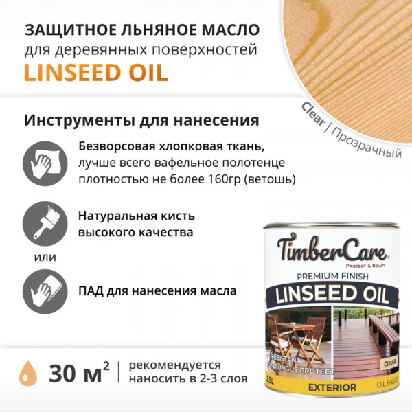 Льняное масло TimberCare Linseed Oil натуральное 