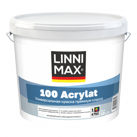 Краска LINNIMAX 100 ACRYLAT для фасадов и интерьеров, акриловая, полуматовая №2