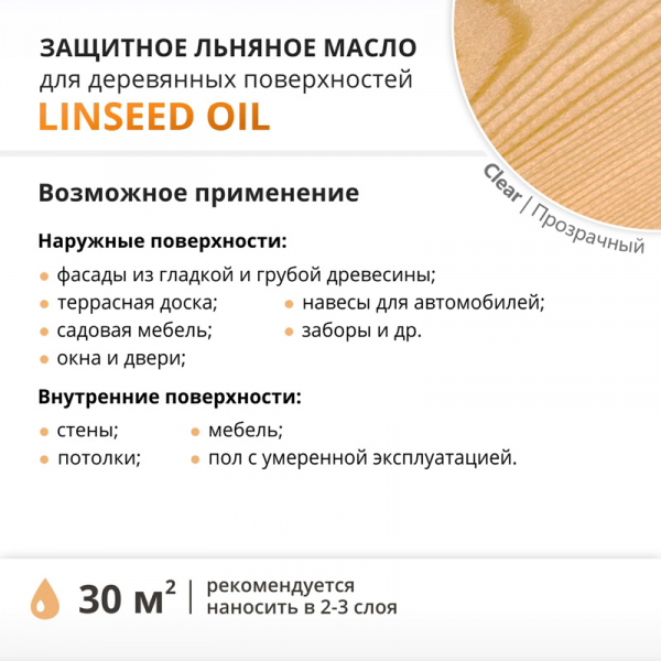 Льняное масло TimberCare Linseed Oil натуральное 