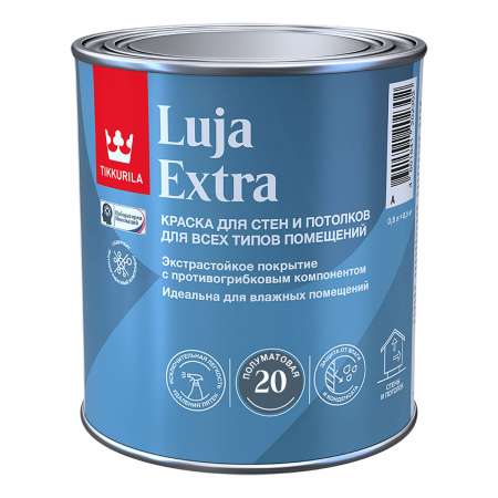 TIKKURILA Luja Extra 20 / Луя Экстра 20 краска для влажных помещений антигрибковая акриловая полуматовая 0,9л База C