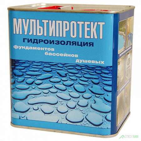 Гидроизоляционная пропитка МУЛЬТИПРОТЕКТ для гидроизоляции цоколей, подвалов, фундаментов, ванных комнат, санитарных узлов, кровли, бассейнов, водоемов №2